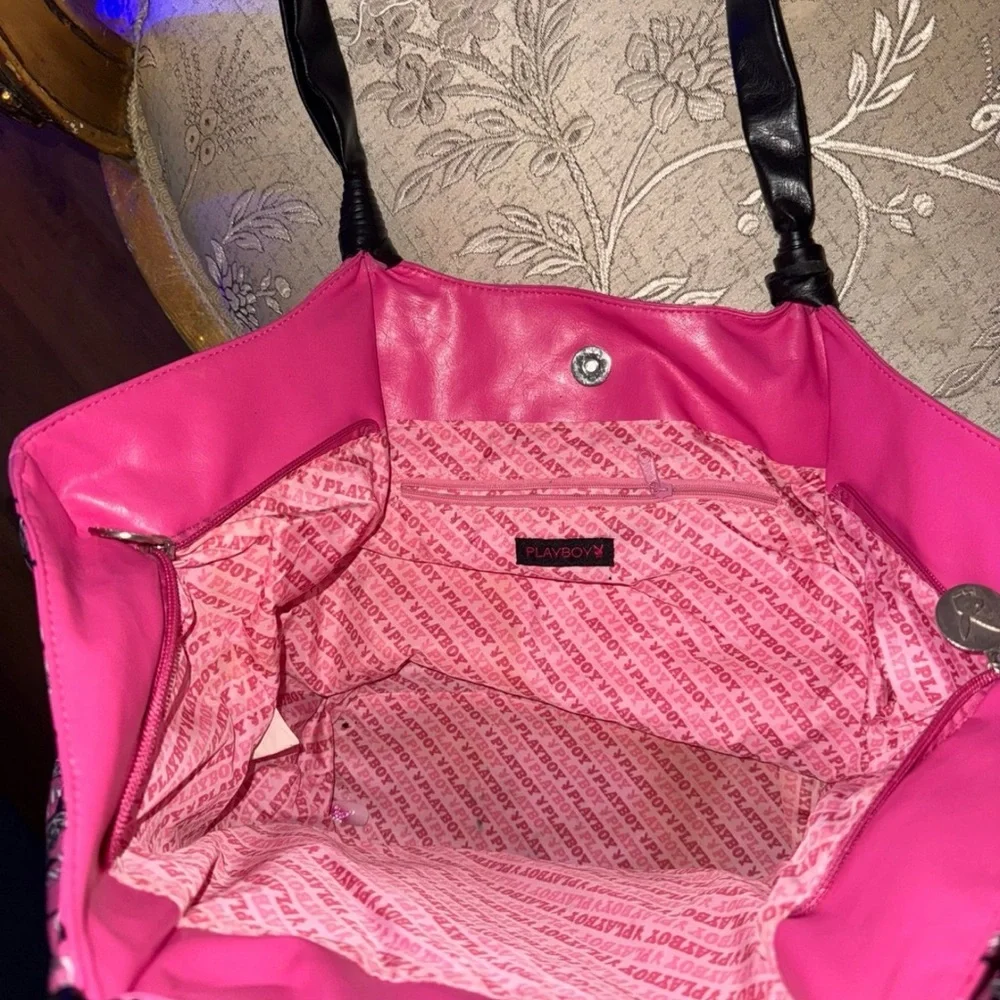 Playboy Pink and Black Tote Bag - Picture 4 of 5